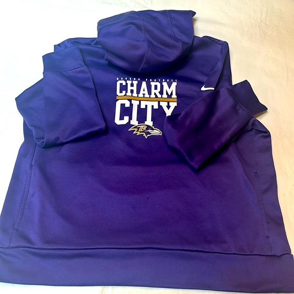 Baltimore Ravens NFL Team Apparel Nike Hooded Purple Sweatshirt, XL - Picture 3 of 11